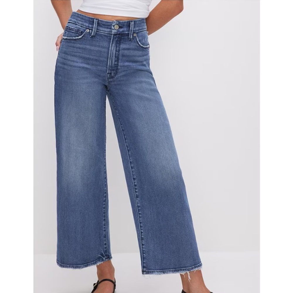 BNWT Good American cropped palazzo jeans